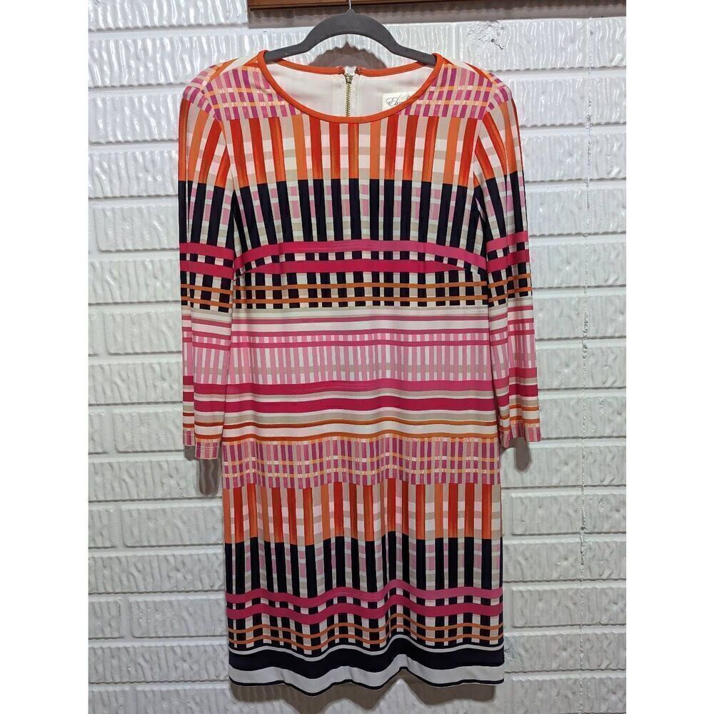 Eliza J. Women's Multi-Color Abstract Pattern 3/4 Sleeve T-Shirt Dress Size 8